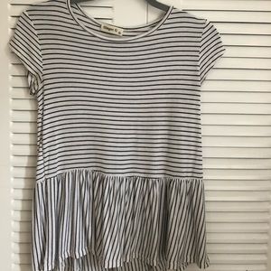 Black & White Striped Peplum Top